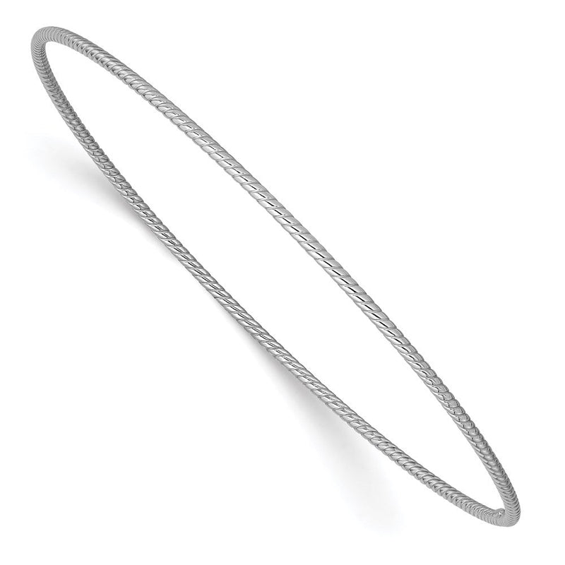8 Zoll 14K 1.5mm Weißgold Strukturiert Schieber-on Armreif Armband