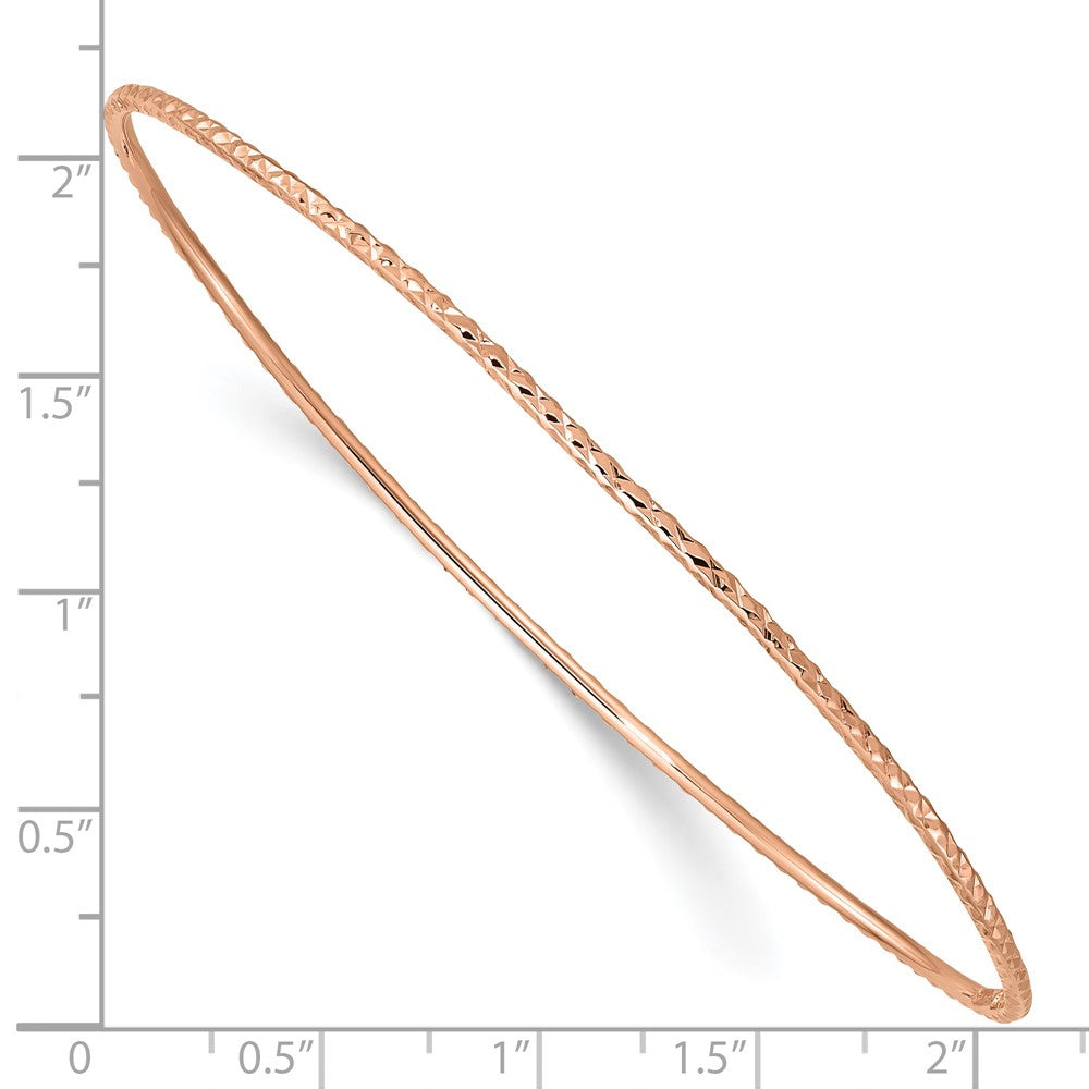 8 Zoll 14K 1.5mm Roségold Diamantiert Schieber-on Armreif Armband