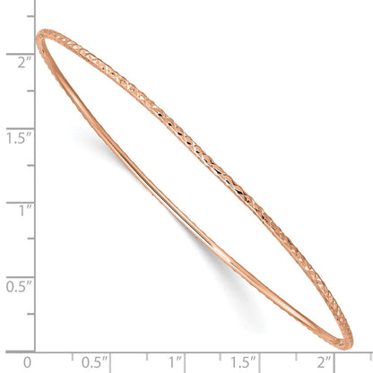 8 Zoll 14K 1.5mm Roségold Diamantiert Schieber-on Armreif Armband
