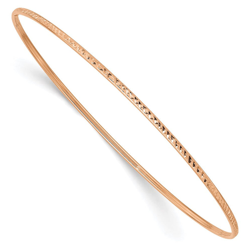 8 Zoll 14K 1.5mm Roségold Diamantiert Schieber-on Armreif Armband