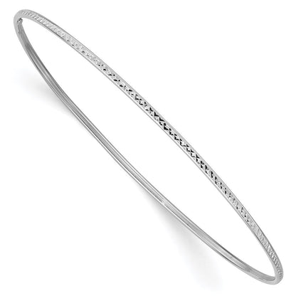 8 Zoll 14K 1.5mm Weißgold Diamantiert Schieber-on Armreif Armband
