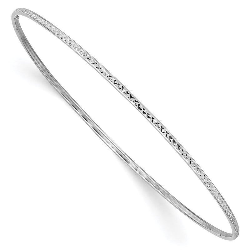 8 Zoll 14K 1.5mm Weißgold Diamantiert Schieber-on Armreif Armband