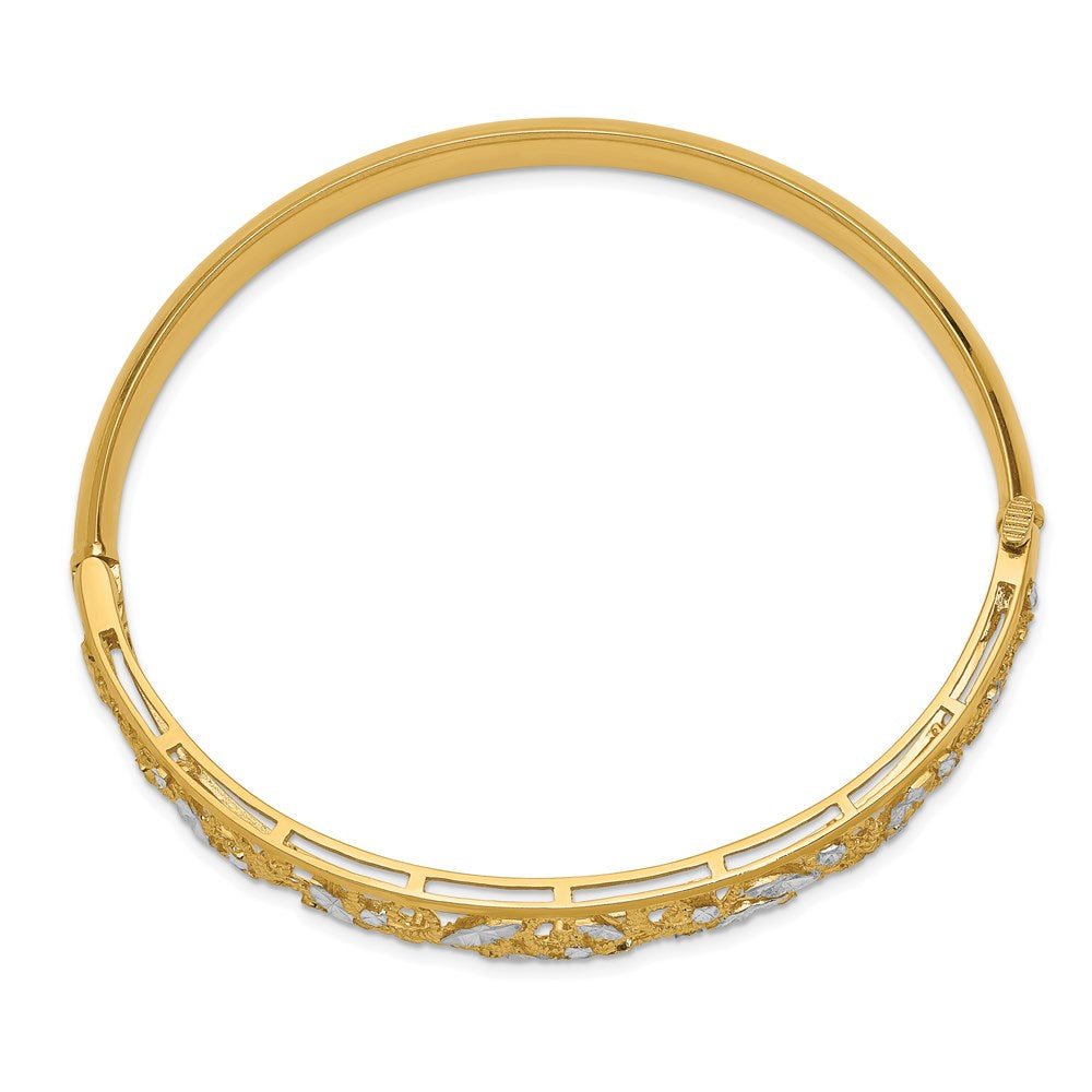 7 Zoll 14K mit Weiß Rhodium Diamantiert Abgestuft Klappbar Armreif Armband