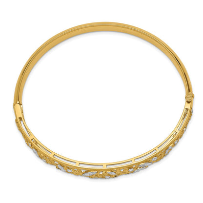 7 Zoll 14K mit Weiß Rhodium Diamantiert Abgestuft Klappbar Armreif Armband