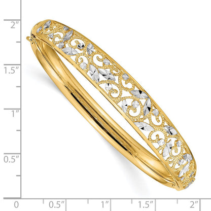 7 Zoll 14K mit Weiß Rhodium Diamantiert Abgestuft Klappbar Armreif Armband
