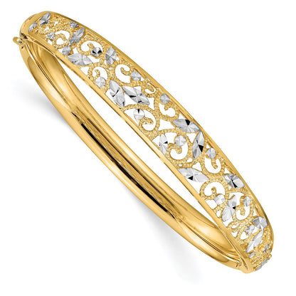 7 Zoll 14K mit Weiß Rhodium Diamantiert Abgestuft Klappbar Armreif Armband