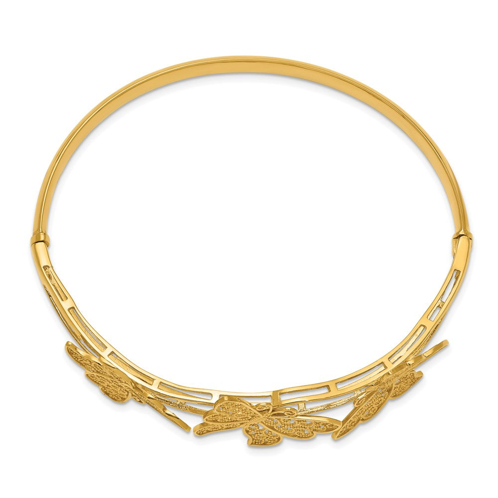 14K Gelbgold Filgree Schmetterling Klappbar Armreif Armband