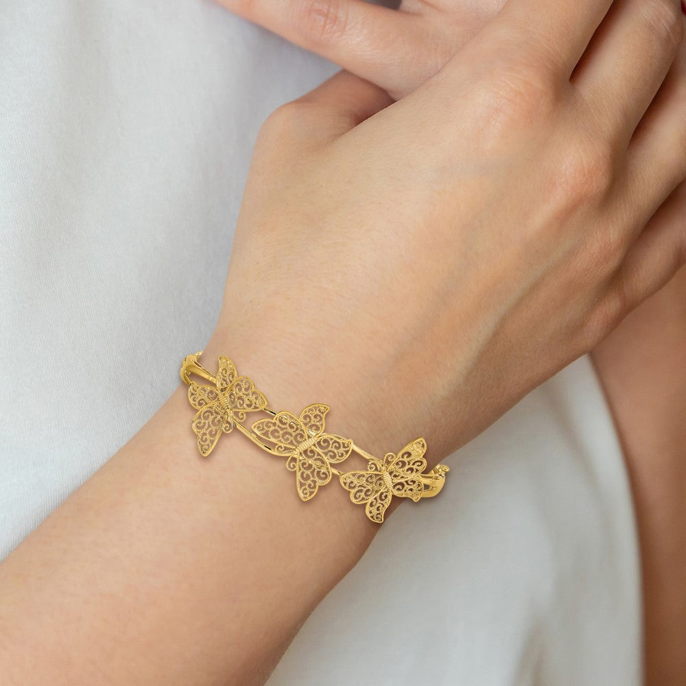 14K Gelbgold Filgree Schmetterling Klappbar Armreif Armband