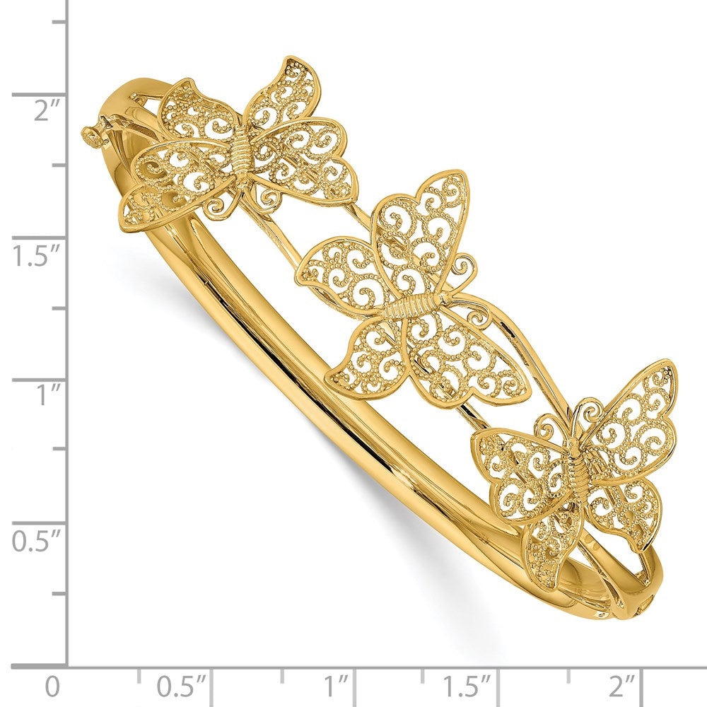 14K Gelbgold Filgree Schmetterling Klappbar Armreif Armband