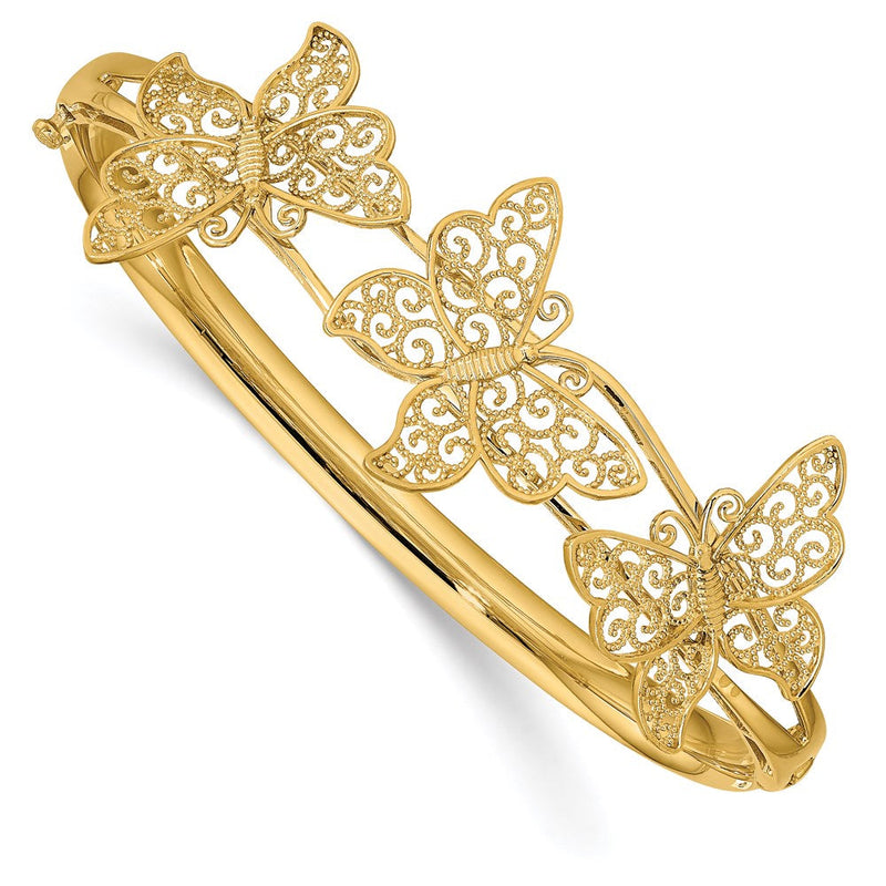 14K Gelbgold Filgree Schmetterling Klappbar Armreif Armband