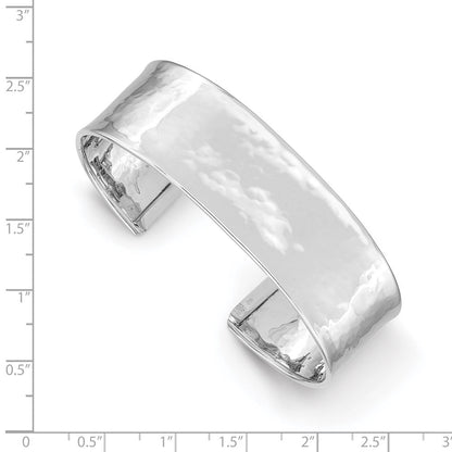 14K Weißgold 19mm Gehämmert Poliert Manschette Armreif
