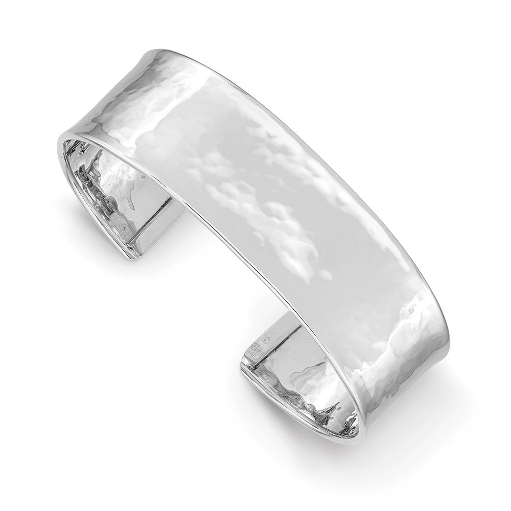 14K Weißgold 19mm Gehämmert Poliert Manschette Armreif