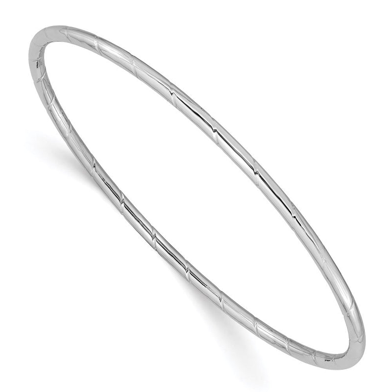 14K Weißgold 2.5mm Gerillt Schieber-on Armreif