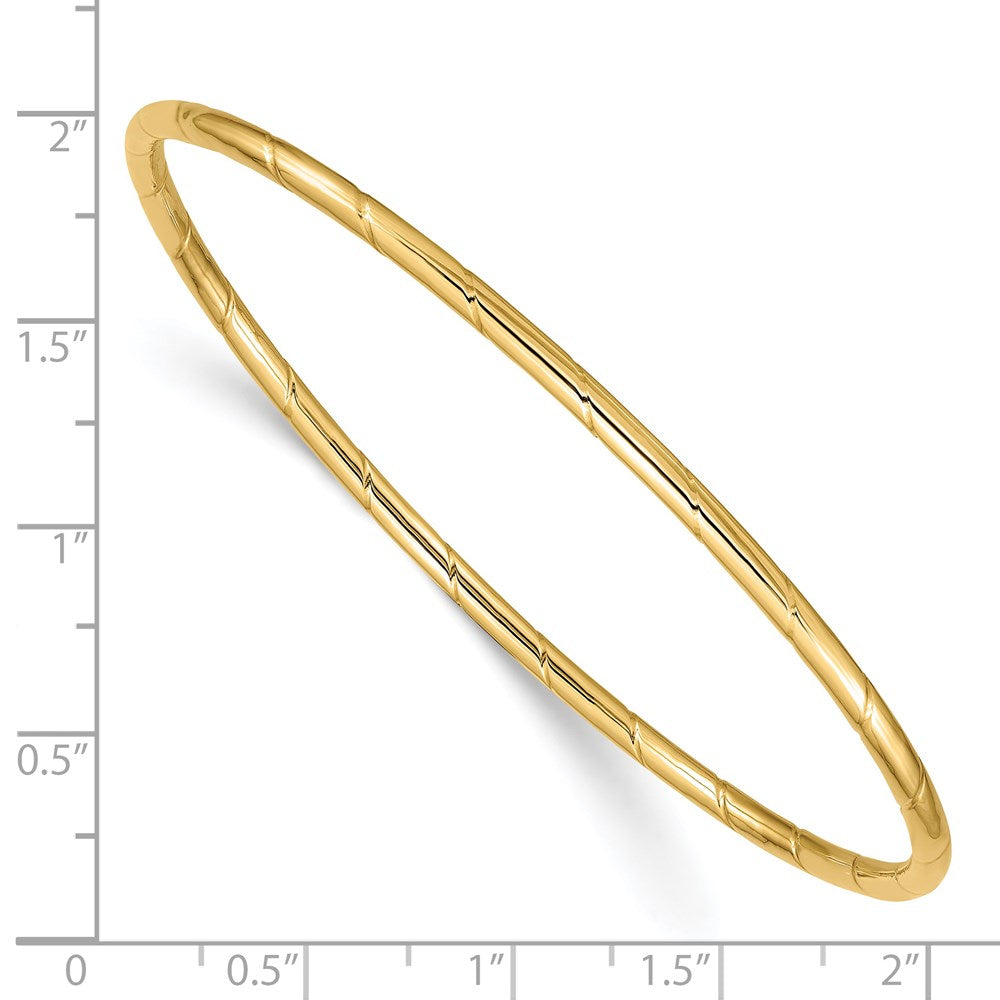 14K Gelbgold 2.5mm Gerillt Schieber-on Armreif