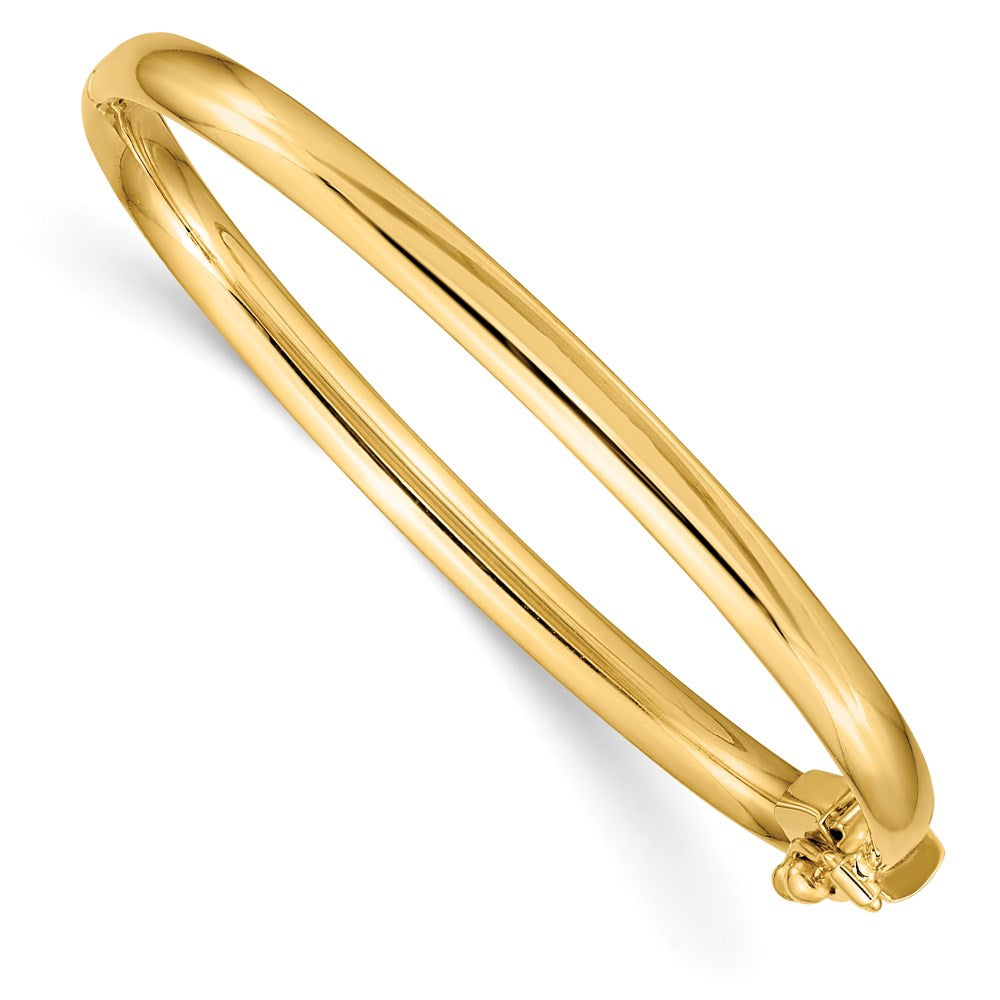 14K Gelbgold Poliert Klappbar Sicherheits Verschluss Baby Armreif