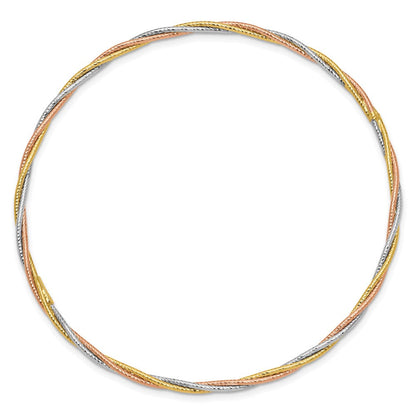 14K Tricolor Gold Diamantiert Gedreht Schieber-on Armreif