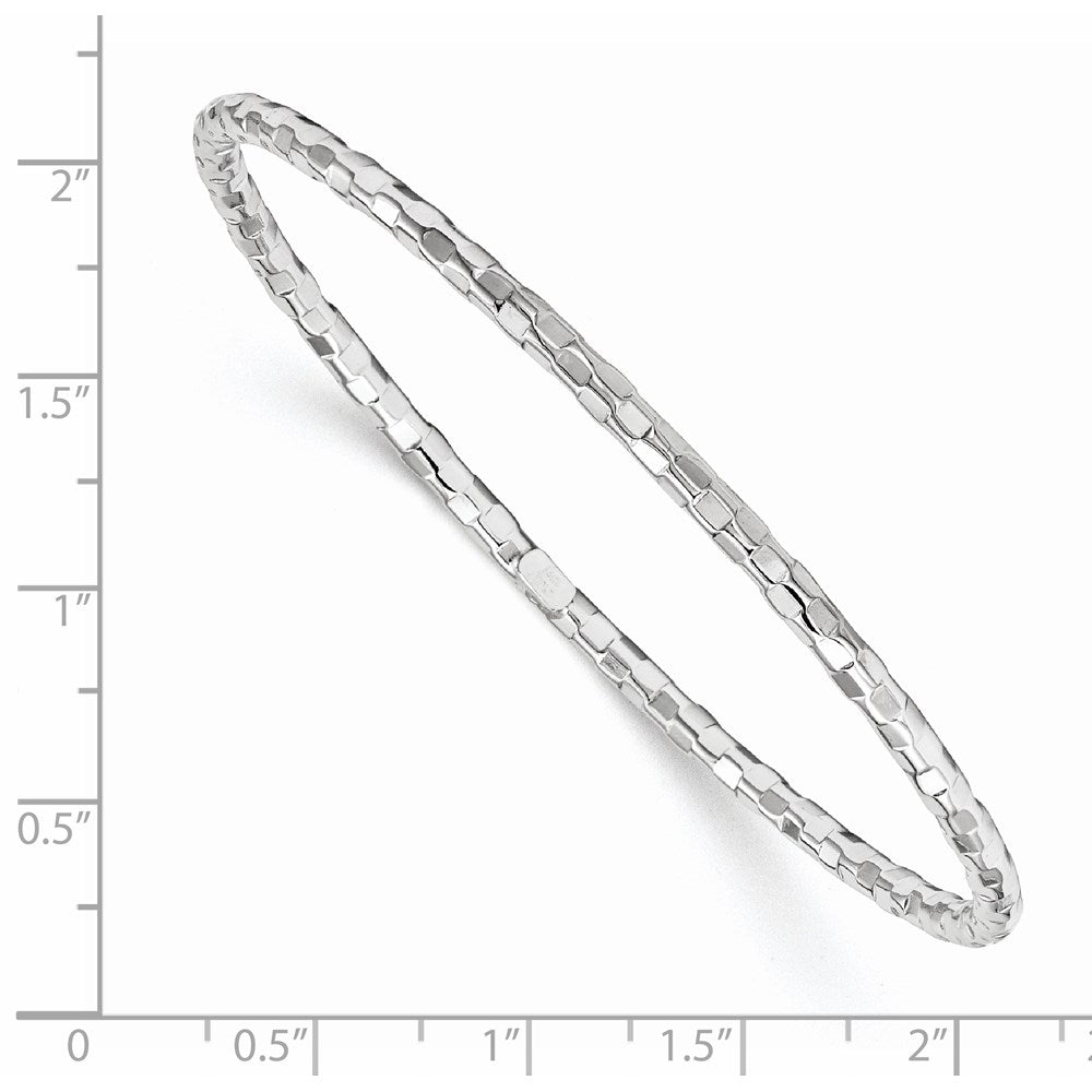 8 Zoll 14K Weißgold Strukturiert Schieber-on Armreif Armband