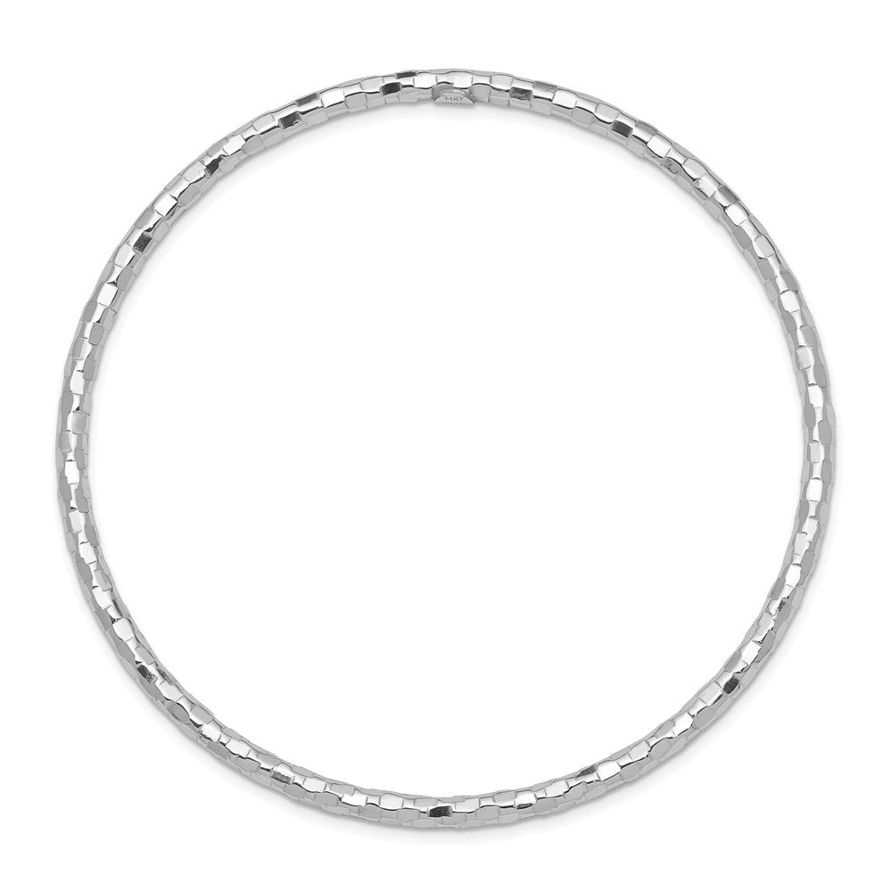 8 Zoll 14K Weißgold Strukturiert Schieber-on Armreif Armband