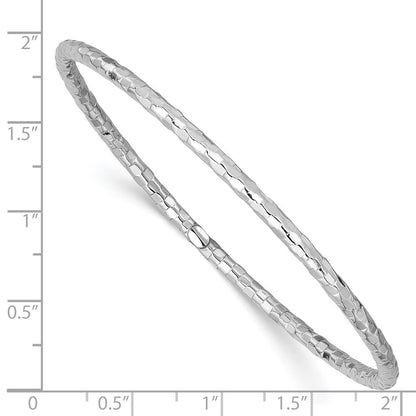 8 Zoll 14K Weißgold Strukturiert Schieber-on Armreif Armband