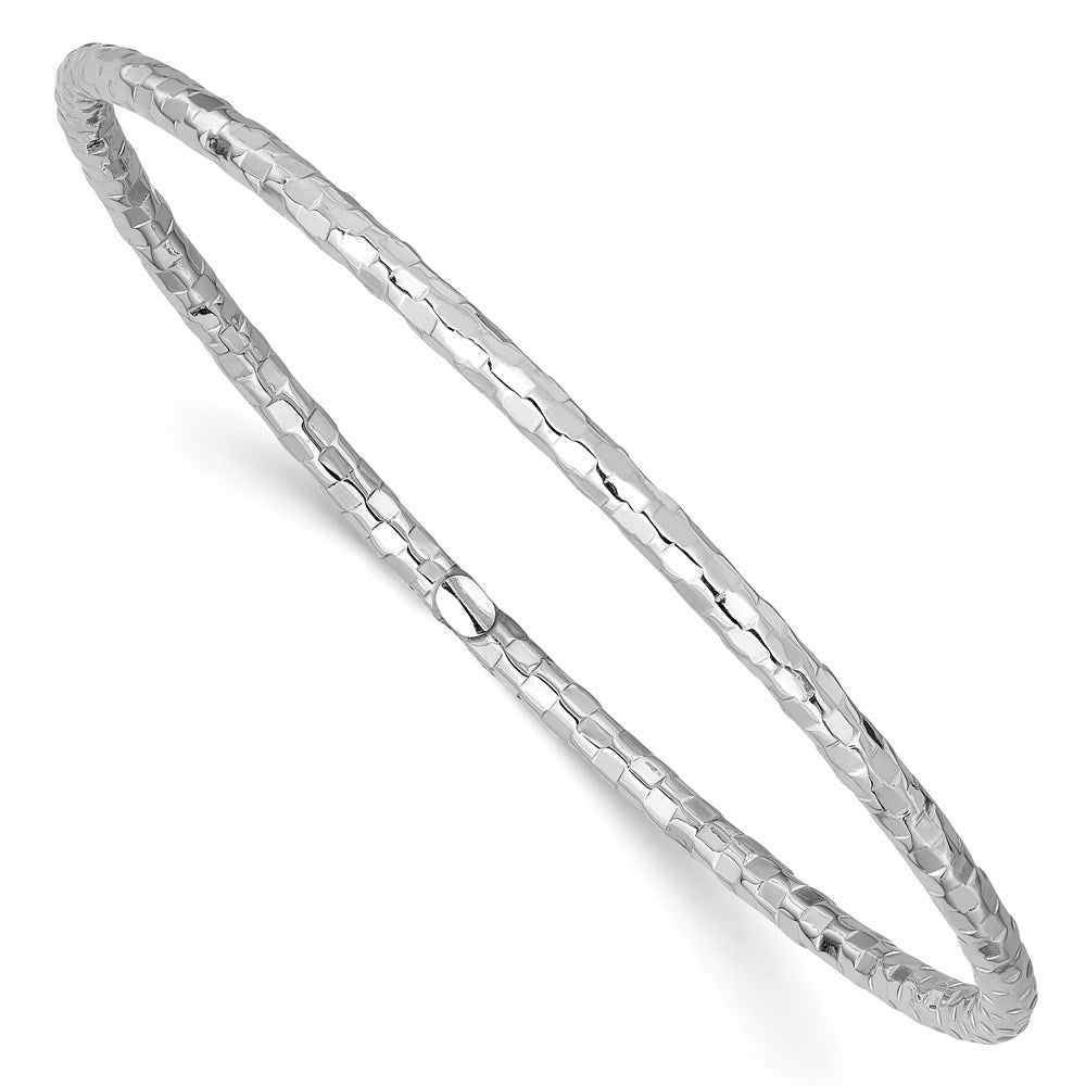 8 Zoll 14K Weißgold Strukturiert Schieber-on Armreif Armband