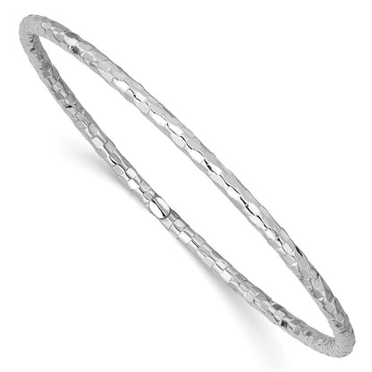 8 Zoll 14K Weißgold Strukturiert Schieber-on Armreif Armband