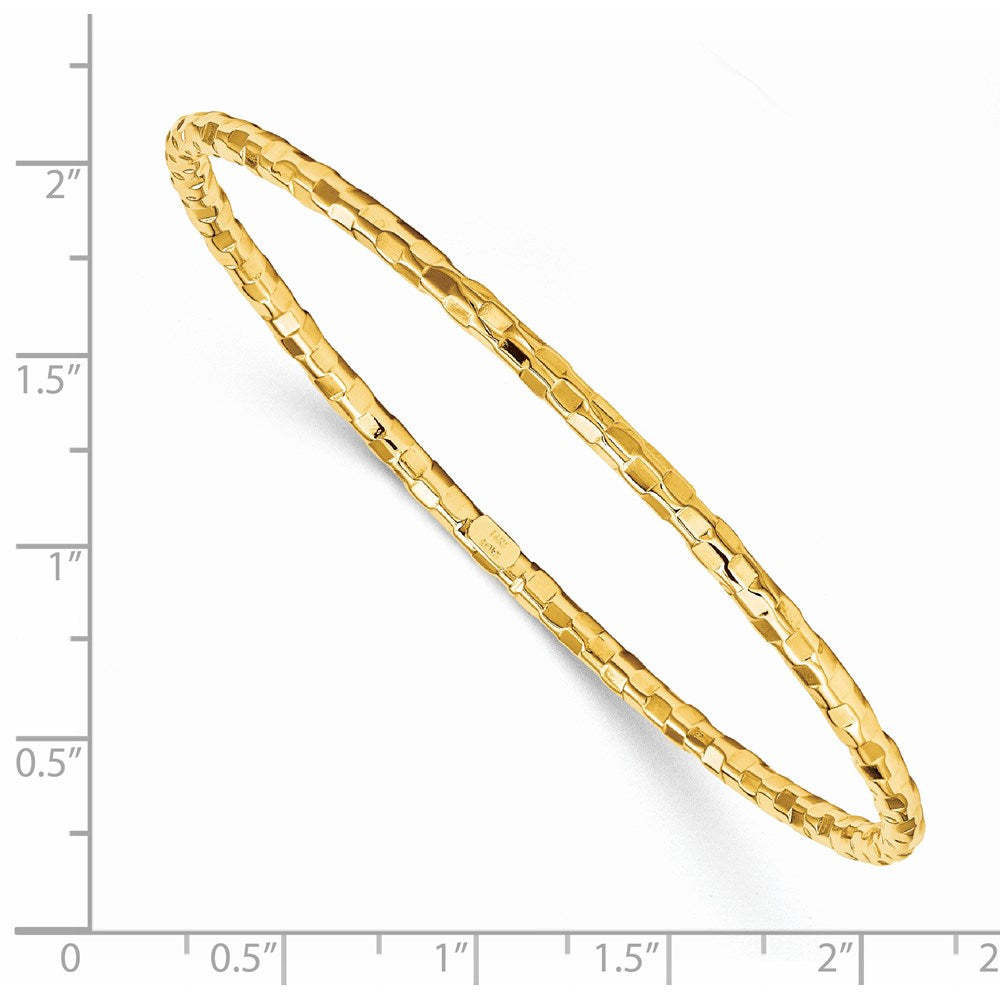 8 Zoll 14K Poliert Strukturiert Schieber-on Armreif Armband