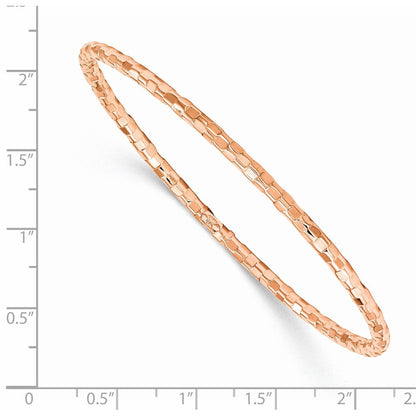 8 Zoll 14K Roségold Poliert Strukturiert Schieber-on Armreif Armband