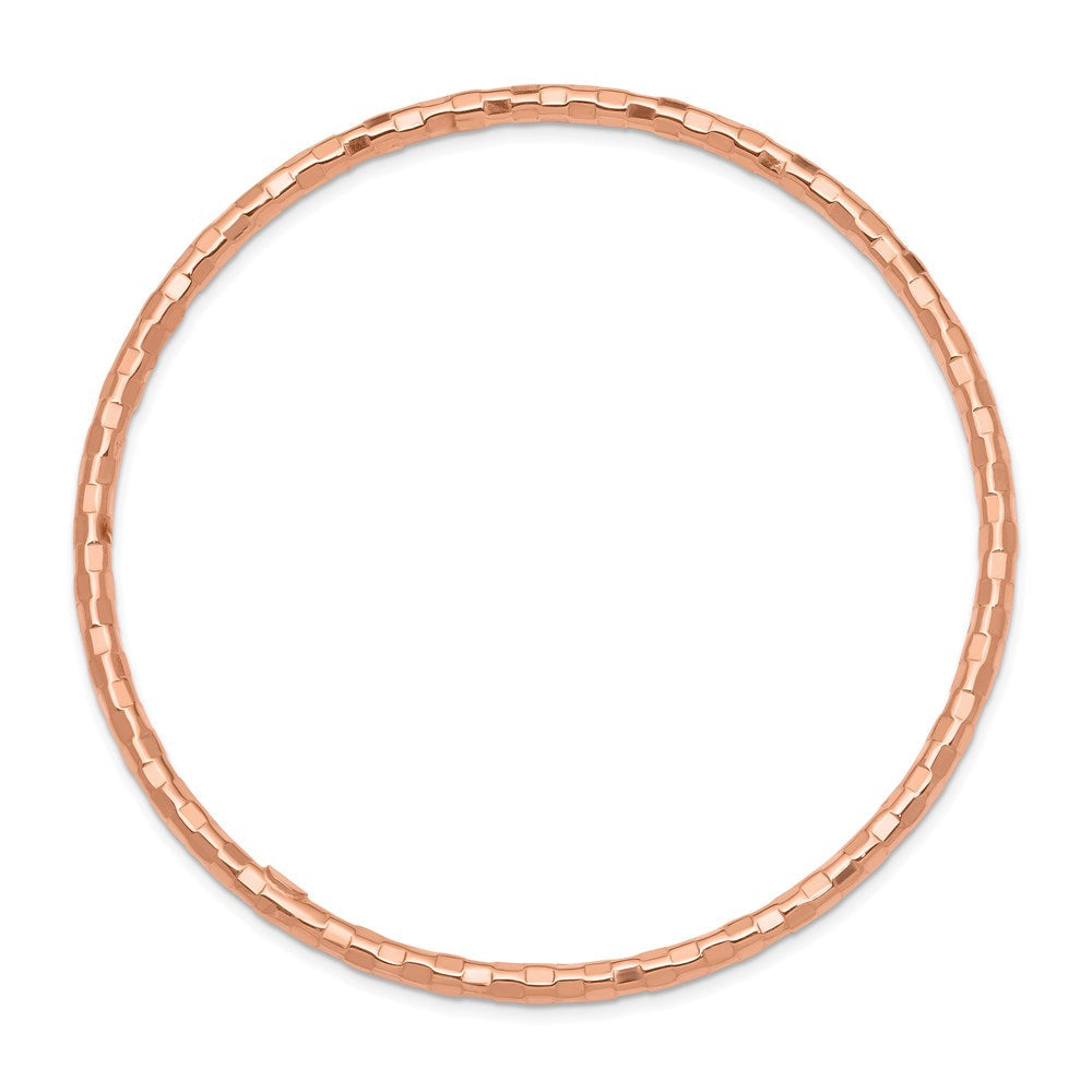 8 Zoll 14K Roségold Poliert Strukturiert Schieber-on Armreif Armband