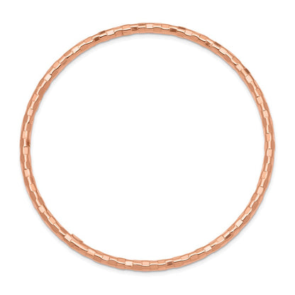 8 Zoll 14K Roségold Poliert Strukturiert Schieber-on Armreif Armband