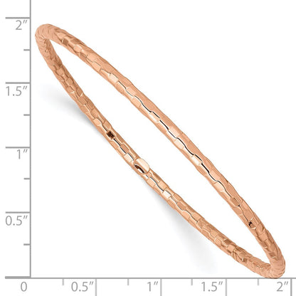 8 Zoll 14K Roségold Poliert Strukturiert Schieber-on Armreif Armband