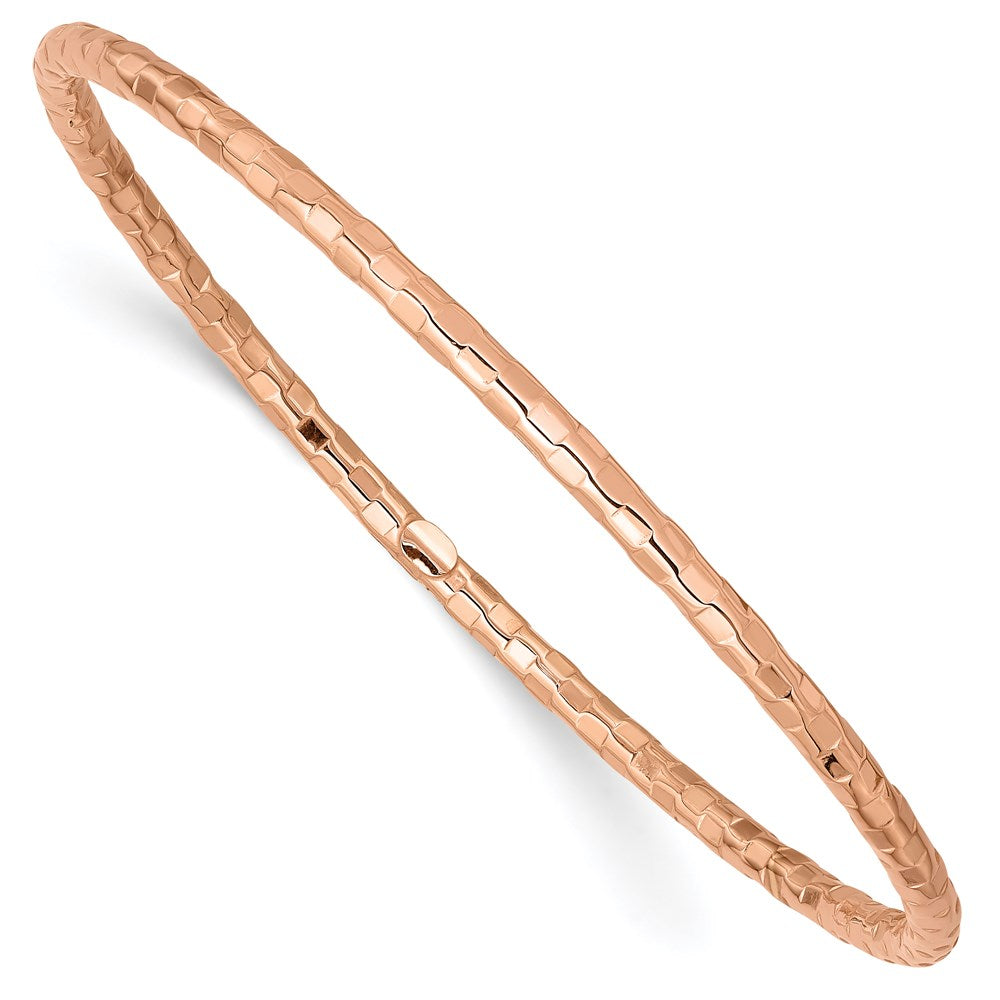 8 Zoll 14K Roségold Poliert Strukturiert Schieber-on Armreif Armband