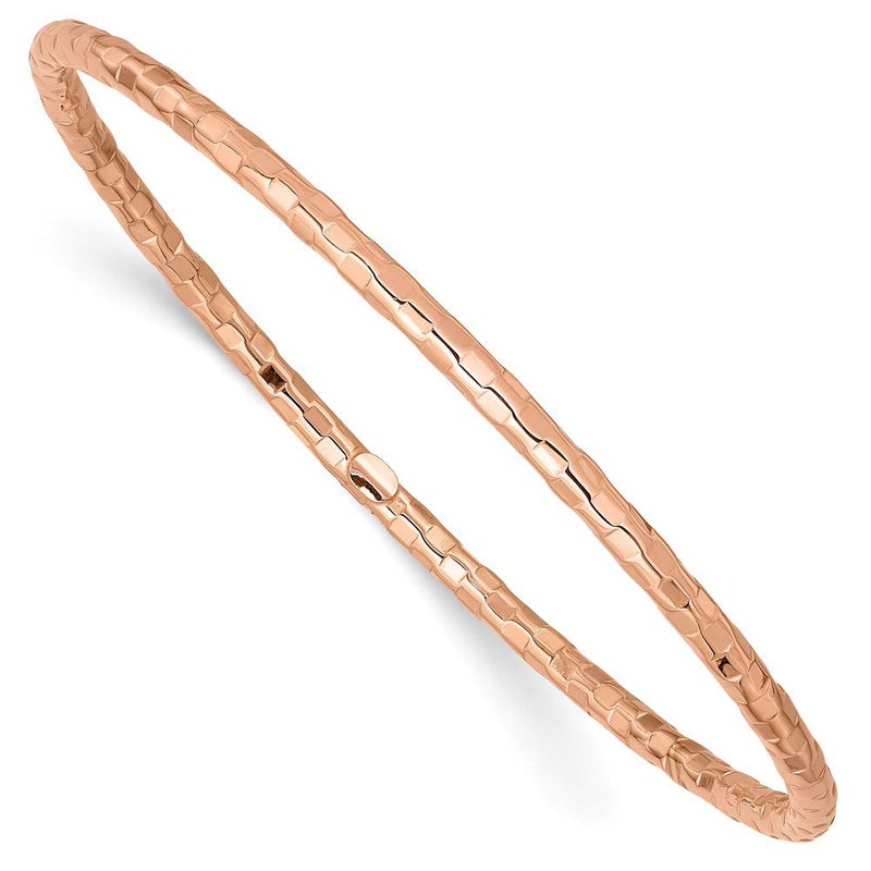 8 Zoll 14K Roségold Poliert Strukturiert Schieber-on Armreif Armband