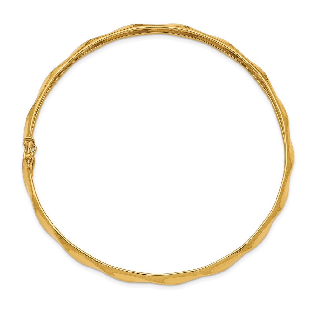 14K Gelbgold Poliert Gedreht Flexibel Armreif