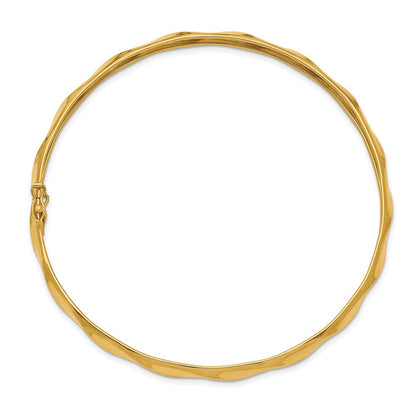 14K Gelbgold Poliert Gedreht Flexibel Armreif