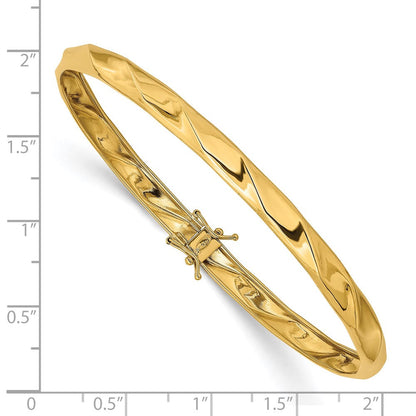 14K Gelbgold Poliert Gedreht Flexibel Armreif