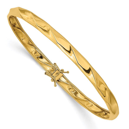 14K Gelbgold Poliert Gedreht Flexibel Armreif
