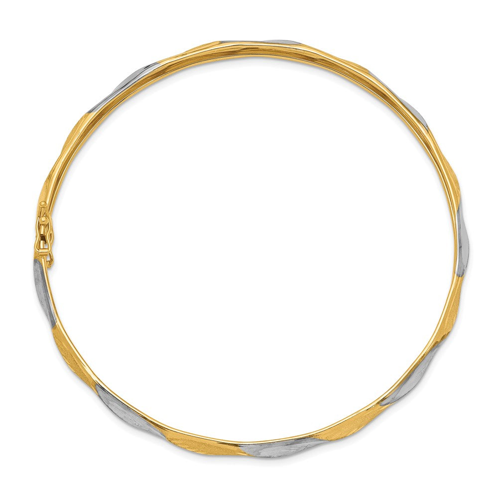 14K Gelb & Rhodium Gold Weiß Rhodium Poliert Satiniert Diamantiert Flexibel Armreif