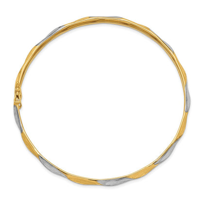 14K Gelb & Rhodium Gold Weiß Rhodium Poliert Satiniert Diamantiert Flexibel Armreif