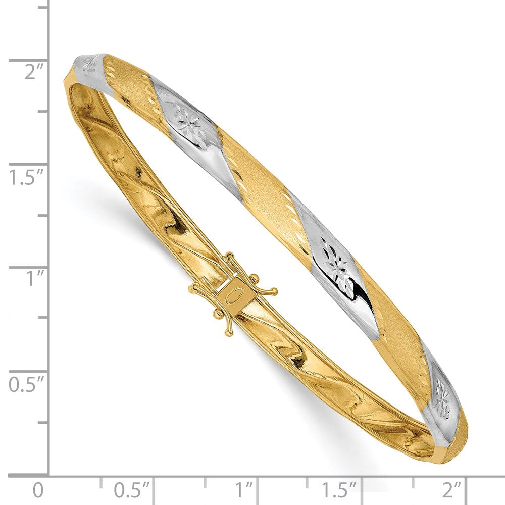 14K Gelb & Rhodium Gold Weiß Rhodium Poliert Satiniert Diamantiert Flexibel Armreif