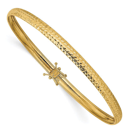 14K Gelbgold Poliert Diamantiert Flexibel Armreif