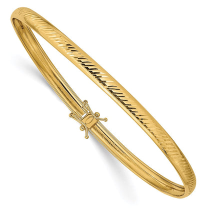 14K Gelbgold Poliert Diamantiert Flexibel Armreif