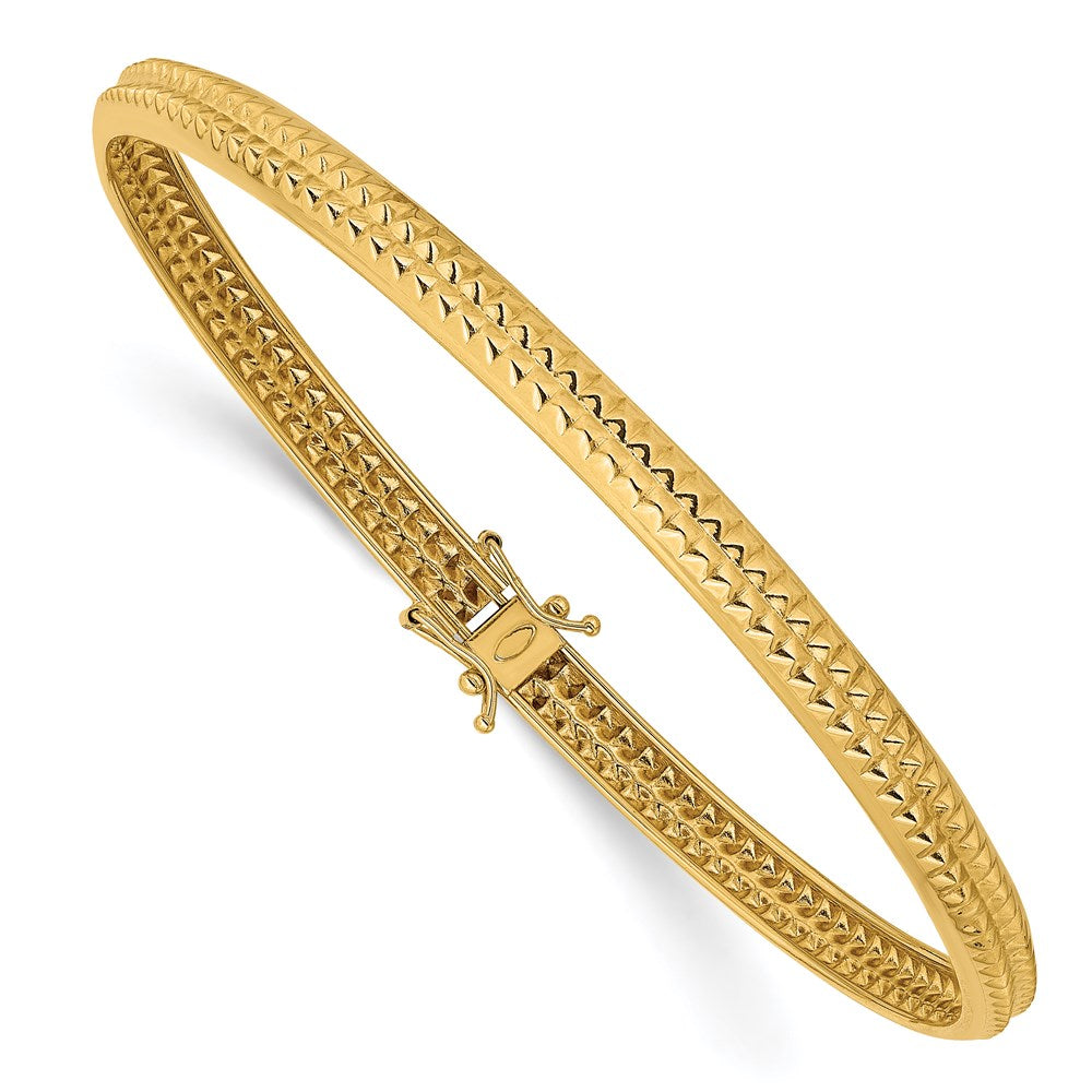14K Gelbgold Poliert Strukturiert Flexibel Armreif