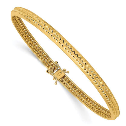14K Gelbgold Poliert Strukturiert Flexibel Armreif