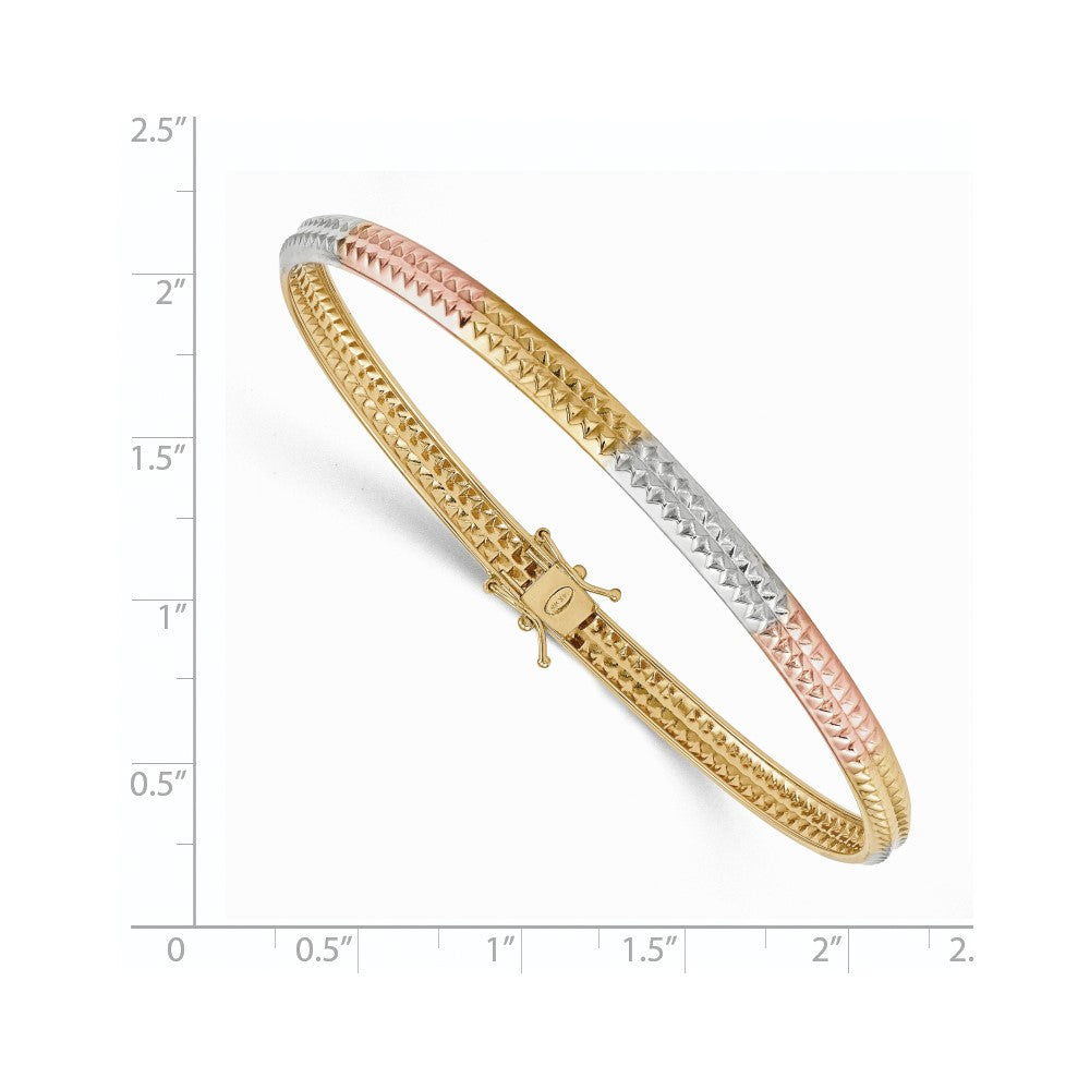 14K Gelb & Rhodium Gold Gelbgold Weiß & Rose Rhodium Poliert Strukturiert Flex Armreif