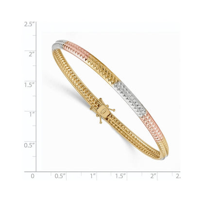 14K Gelb & Rhodium Gold Gelbgold Weiß & Rose Rhodium Poliert Strukturiert Flex Armreif