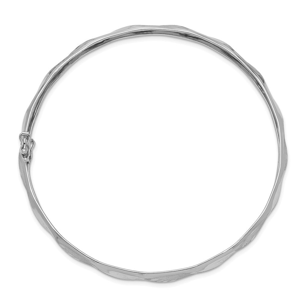 14K Weißgold Poliert Satiniert Diamantiert Flexibel Armreif