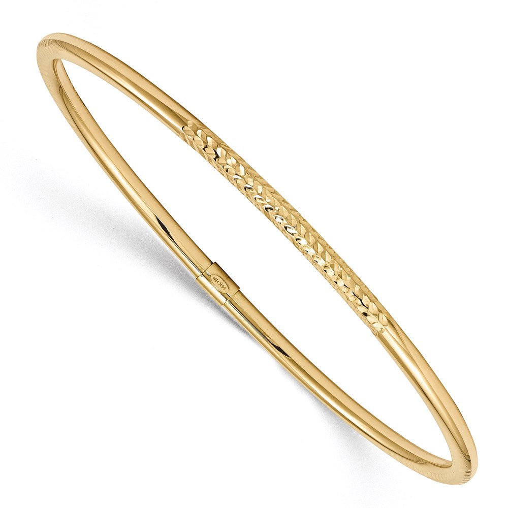 14K Gelbgold Poliert Diamantiert Schieber auf Armreif