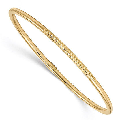 14K Gelbgold Poliert Diamantiert Schieber auf Armreif