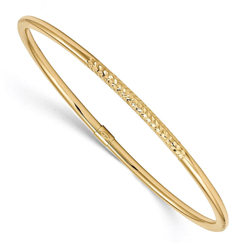 14K Gelbgold Poliert Diamantiert Schieber auf Armreif