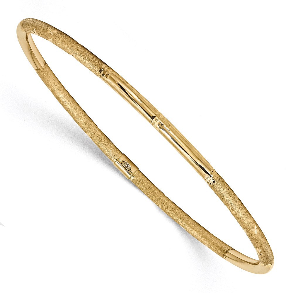 14K Gelbgold Poliert Satiniert Diamantiert Schieber auf Armreif